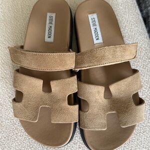 Steve Madden Tan Suede Slide Sandals